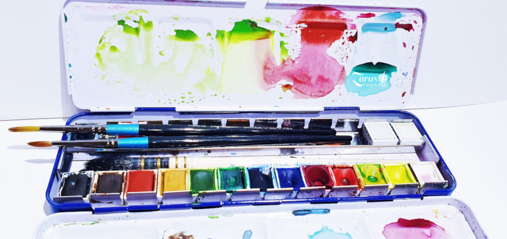 Akvarellfärger och akvarell penslar